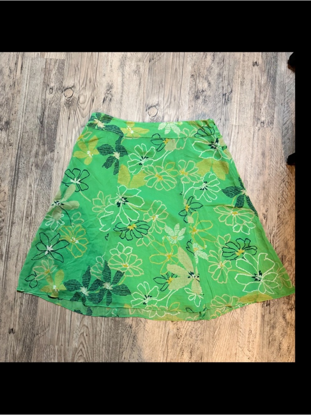 BOB MACKIE Green Floral A-Line Skirt